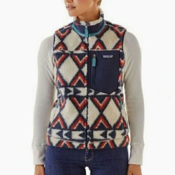 PatagoniaClassic Retro-X Fleece Vest Rare Brass Hawk Print Women's Size XS - Picture 12 of 12